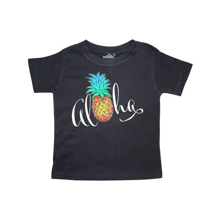 

Inktastic Aloha- in cursive with pineapple rainbow colors Gift Toddler Boy or Toddler Girl T-Shirt