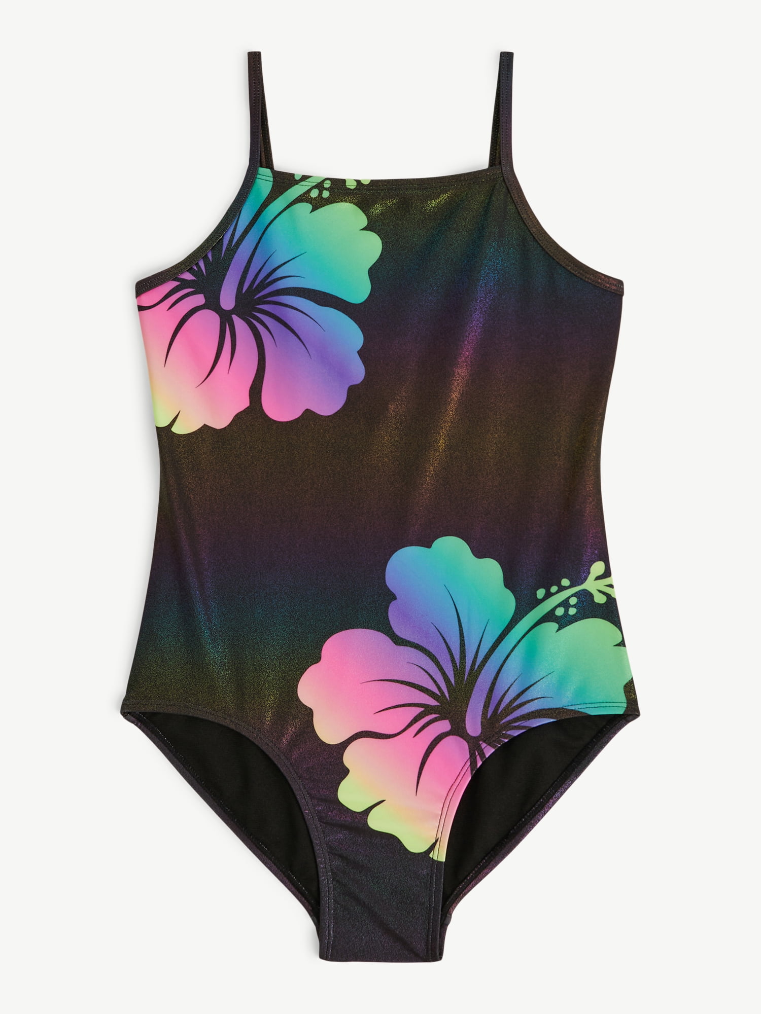 Justice Girls One Piece Center Hibiscus Swimsuit, sizes XS-XL