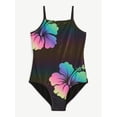 thumbnail image 4 of Justice Girls One Piece Center Hibiscus Swimsuit, sizes XS-XL, 4 of 6