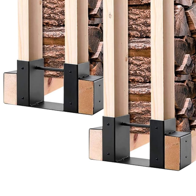 UOIENRT 2 Pcs Étagère à Bois pour Rangement de Bois de Chauffage Extérieur, Support Empilable Réglable pour Bûches de Feu, Rangement en Fer Robuste pour Bois de Foyer