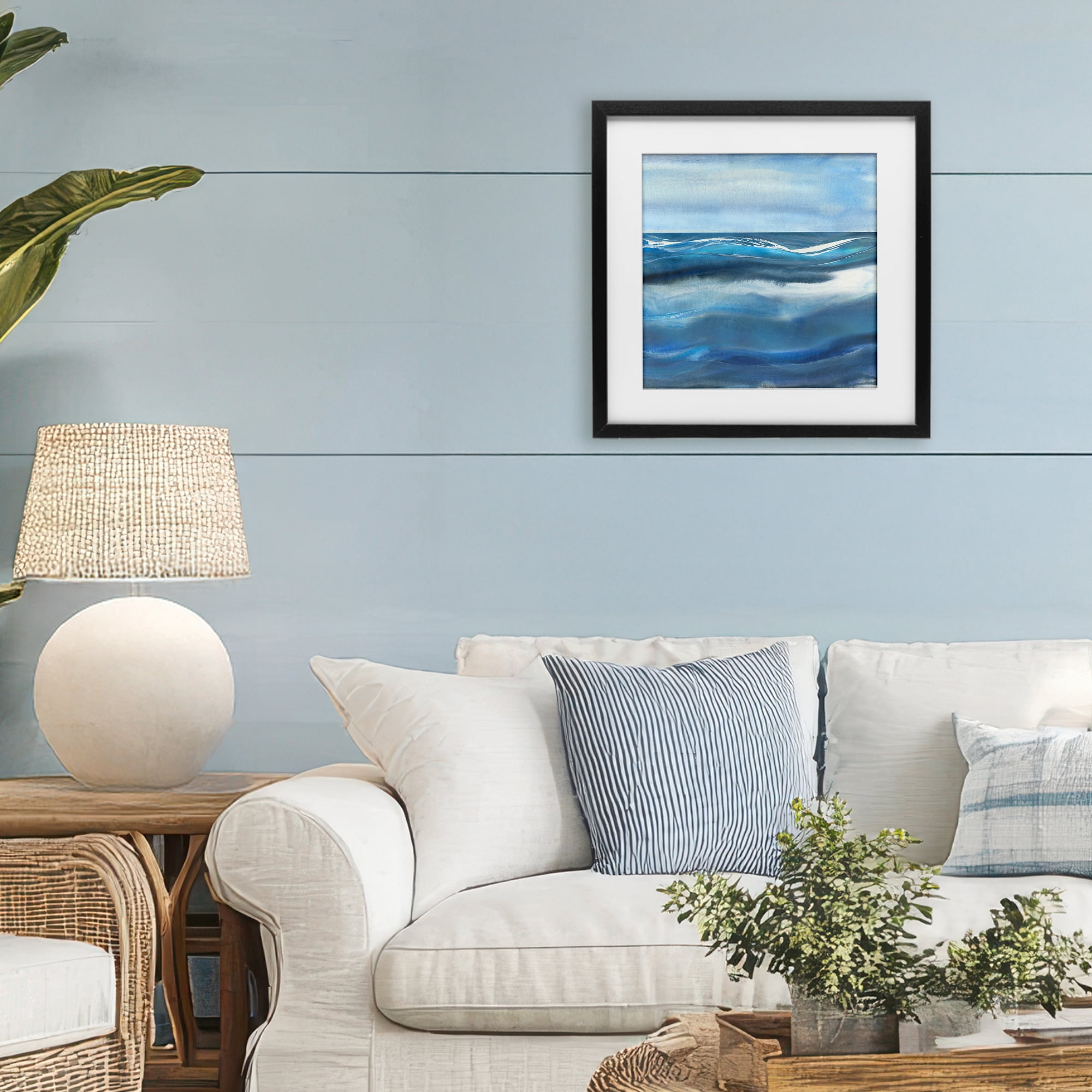 Stupell Industries Calm Expanse of Ocean Waves Black Framed Print Under Glass, design by Susan Jill