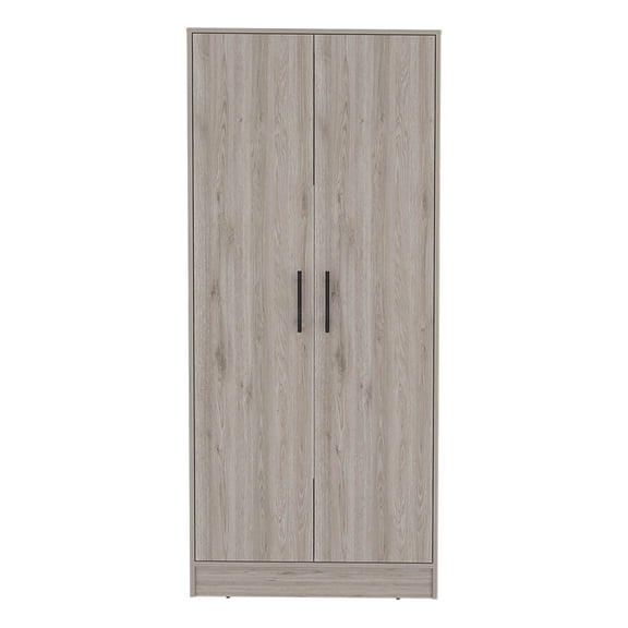 JERFIT Light Gray Armoire Wardrobe with Hanging Rod, Spacious Storage Cabinet for Bedroom, Closet Organizer