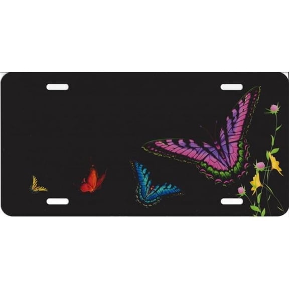 212 Main SM899 6 x 12 in. Butterflies on Black License Plate