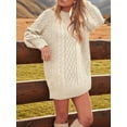 thumbnail image 6 of Womens Sweater Oversized Cable Knit Chunky Long Sleeve Crew Neck Short Dress Fall Vacation Winter Clothes S, 6 of 9