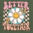 thumbnail image 6 of Wild Bobby Retro Better Together Daisy Smiley Face Checkered Background Vintage Unisex Hoodie Sweatshirt, Military Green, XX-Large, 6 of 6