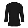 thumbnail image 5 of Yigetop Womens Summer Tops, Women's Round Neck Solid Color 3/4 Sleeves Blouse Tops Women's Blouse T Shirt Ladies Tops and Blouses Black L, 5 of 6