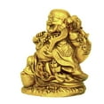thumbnail image 3 of Decorative Good Plated Luck Laughing Buddha Idol Statue Showpiece (Resin, 13 cm X 12 cm) Fengshui Item, 3 of 5