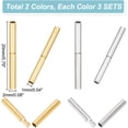 thumbnail image 3 of 6 Sets 2 Colors 304 Stainless Steel Twist-in Bayonet Clasps Column Golden & Stainless Steel Color 20x2mm Hole: 1mm 3sets/color, 3 of 5