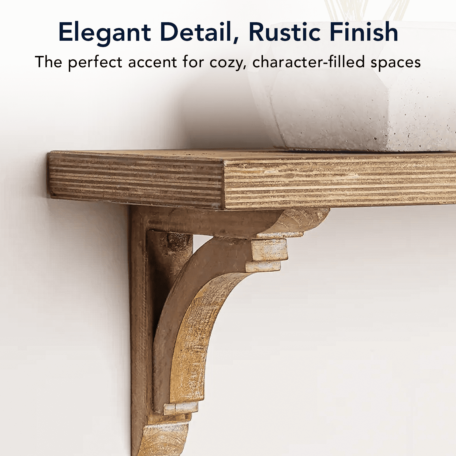 American Art Decor Wood Decorative Corbels Wall Shelf Brackets, Set of 2, Natural 6.6" x 6.6" x 1.2"