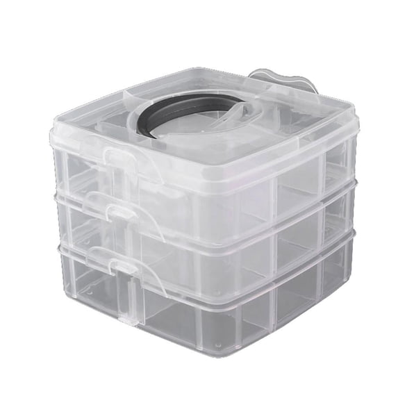 Vobor 3 Layers Plastic Portable Storage Box, Multipurpose 18 compartments Organizer and Storage Case for Home, School, Office