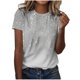 thumbnail image 1 of Camisetas de Manga Corta para Mujeres Moda Impresa Cuello Redondo Camiseta, Lentejuelas Detalle para Primavera Verano Casual Y Fiesta, 1 of 8