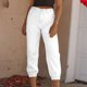 thumbnail image 1 of Pantalones vaqueros lisos de moda para mujer, pantalones de lápiz rectos, pantalones de mezclilla, pantalones casuales, ropa para mamá, 1 of 5