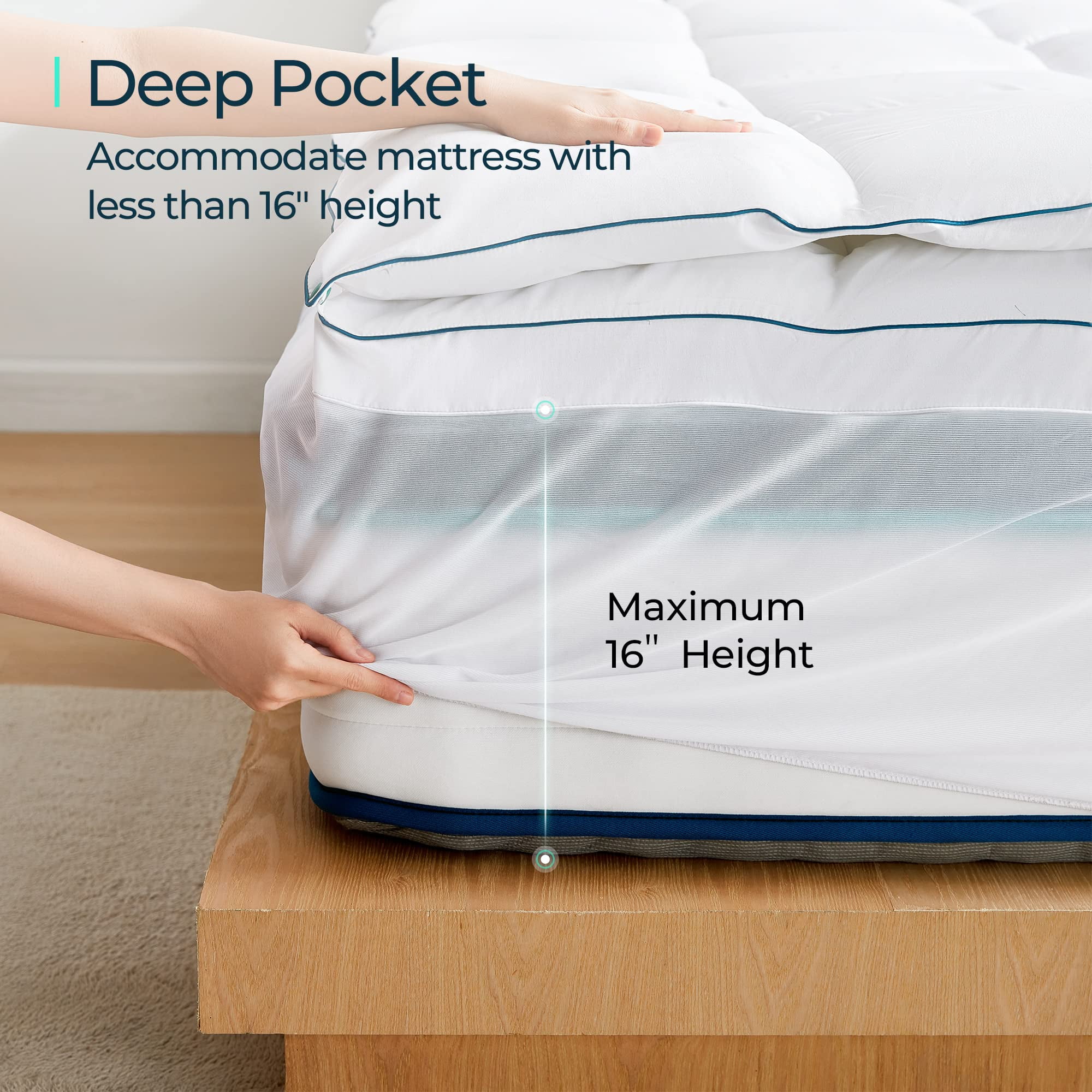 LINSY LIVING Queen Mattress Topper, 3 Inches Dual Layer Firm Memory Foam  for Pressure Relief, Removable and Washable Tencel™ Cover, Adjustable  Straps