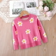 thumbnail image 2 of Lovskoo Toddler Baby Girls Knit Sweater Kids Trendy Chunky Crewneck Pullover Tops 1-6 Years Pink, 2 of 7