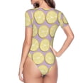 thumbnail image 4 of Naloa Yellow Lemon Slices Women's Short-Sleeved Onesie, One-Piece Swimsuit for Parties, dates, clubs - Large, 4 of 9