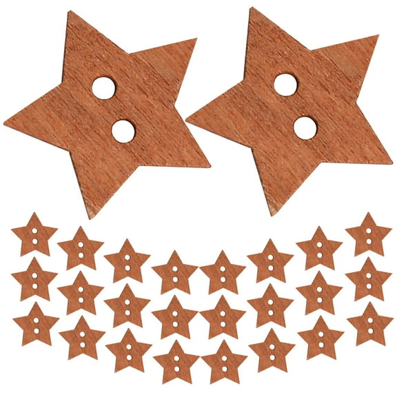 WHAMVOX 50pcs Brown Wooden Star Buttons for Crafting and Decoration Multipurpose Small Decorative Buttons