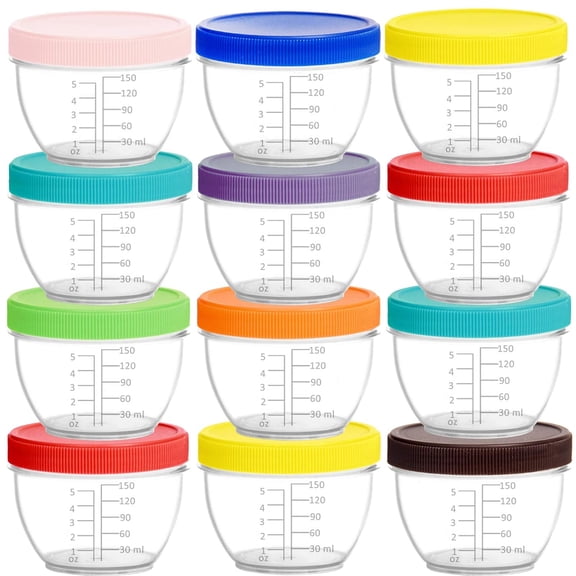 SUMMIT 18 Pack Baby Food Storage, 6 Ounce Baby Food Containers with Lids and Labels, 9 Assorted Colors