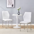 thumbnail image 3 of Luxury Simple Chair - Set of 2 White PU Material High Resilience Dining Chair with Metal Silver Leg.The Chair Back Has a Vertical Stripe Design With Smooth And Uniform Lines., 3 of 11