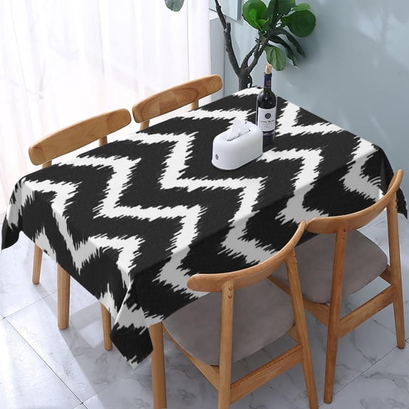 Rectangle Tablecloth Modern Chevrons Black and White Oblong Table Cover Washable Table Cloths for Kitchen Dinning Party Tabletop Modern Decoration 60 x 84inch