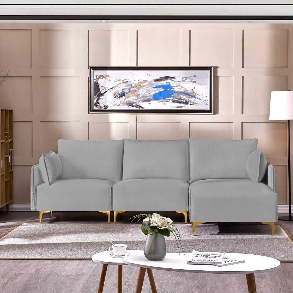 LShape Sectional Sofa with USB Charging Socket Grey