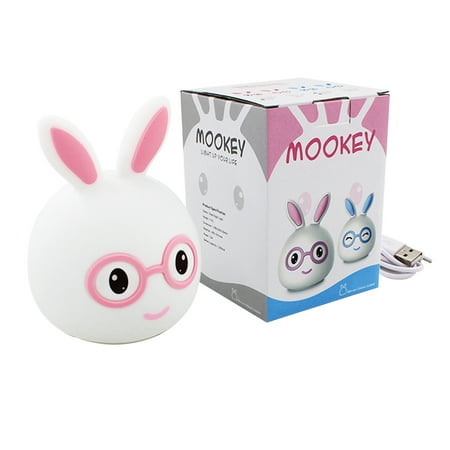 

Tuphregyow Adorable Bunny Night Light USB Rechargeable LED Lamp with Warm White and 7 Color Breathing Modes Perfect for Girls Children Toddlers and Babies Pink