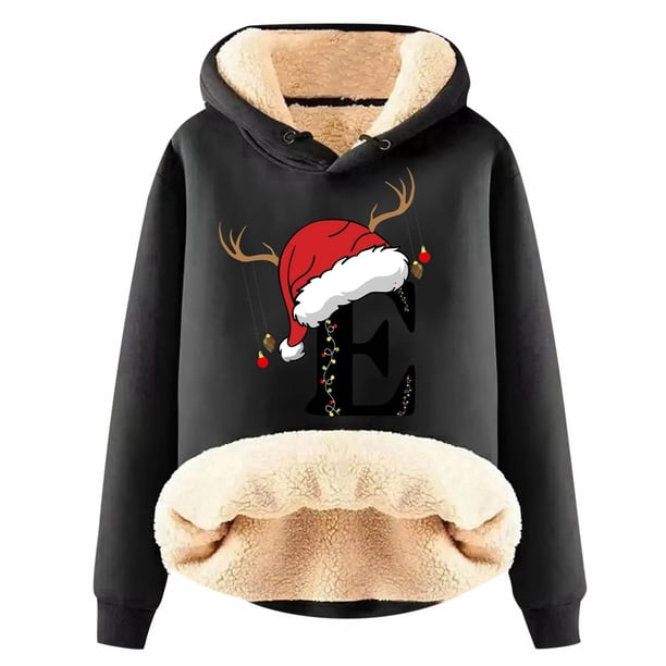 WILLBEST Sudadera Deportiva para Mujer, con Estampado de Letras Navideñas, de Lana, Cálida, Ideal para El Invierno Modelo 845 X-Grande