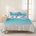 thumbnail image 3 of Full Quilt Set 78''x90'', Ocean Blue Lightweight Bedspread Coverlet Set with 2 Pillow Shams, Beach Nature Coast Sea Shore Sky Seawater Breathable All Season Quilt Bedding for Bedroom/Guest Room, 3 of 9