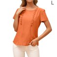 thumbnail image 3 of Guardurnaity Mujer Camiseta Verano Cuello Manga Corta Volantes Casual Top Suelto Prendas para la parte del cuerpo Naranja L, 3 of 6