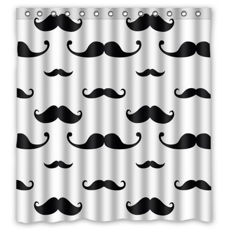 Ganma Black And White Flying Mustache Beard Shower Curtain
