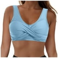 thumbnail image 1 of Yammkia Black Tankini Women's Triangle Bikini Top Push up Padded Halter String Bathing Suits Top(Light Blue,M), 1 of 9