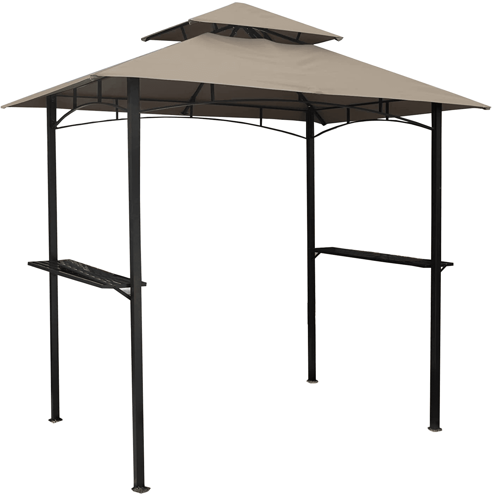 LONGGLE 8'x5' Outdoor Grill Gazebo, 2Tier Vented Outdoor BBQ Canopy