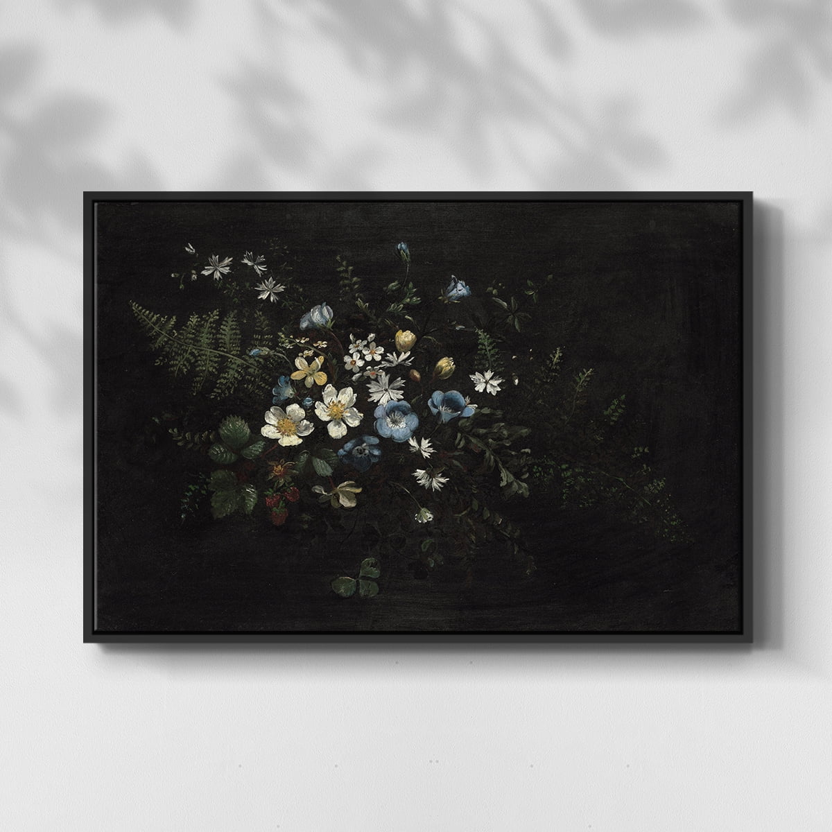 Vintage Botanical Print-XXXV By Wexford Home Framed in Black Wood Gallery Wrapped Canvas 17 in. x 25 in.