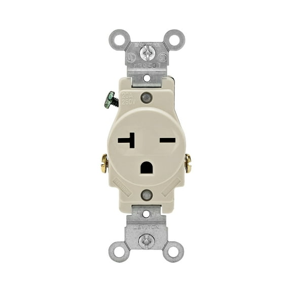 Leviton Mfg R56-05821-0TS Light Almond 20 Amp Single Outlet Receptacle