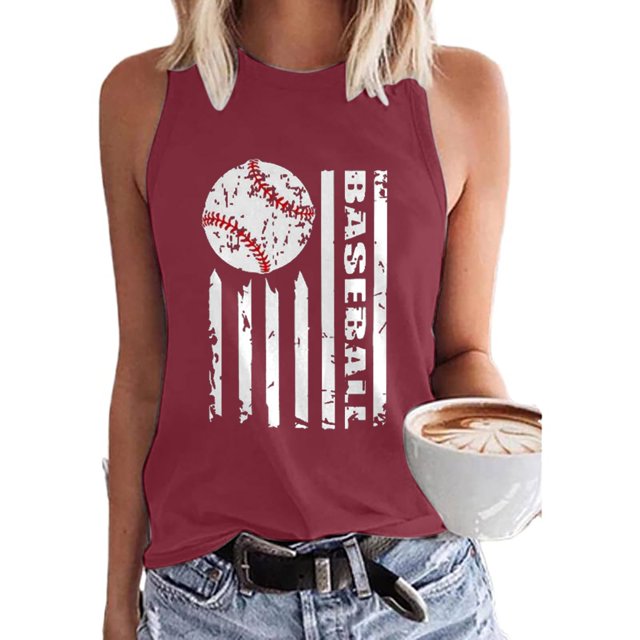 SMihono Hauts pour Femmes Débardeur Mode Imprimé Col Rond Ample Sans Manches T-shirt Chandail Débardeurs pour Femmes Hauts d'Été pour Femmes