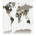 thumbnail image 2 of Ambesonne Earth Shower Curtain, World Map Print Capital City, 69"Wx70"L, Dark Sepia, 2 of 4