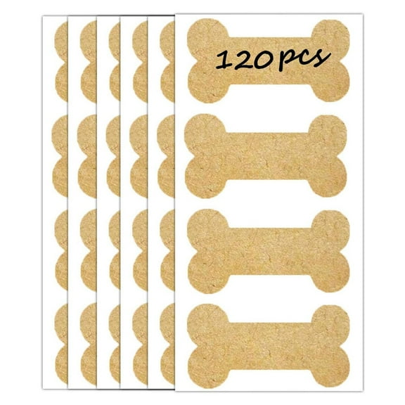 120pcs Kraft Dog Bone Labels, 2.75" x 1.5" Inches Wall Decor Dog Party Decorations Wall Stickers