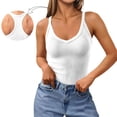 thumbnail image 6 of Miluxas Women's Ribbed Racerback Tank Tops Built in Bra V Neck Sleeveless Solid Crop Camisole for Yoga Workout White, 6 of 9