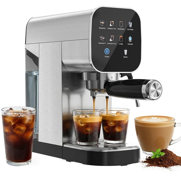 Espresso Machine with Cold Brew, 20 Bar Coffee Maker with Steam Milk Frother, Patbrela LED Touch Screen, for Espresso/Cappuccino/Latte/Mocha/Americano