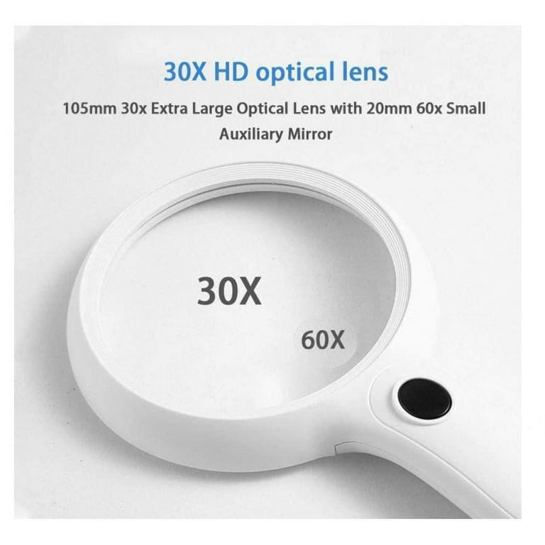  Extra Large 4X Magnifying Glass with 3 Ultra Bright LED Lights  & 25X Zoom Lens, [Upgraded] Adjustable Brightness Level Illunimated  Magnifier for Reading Small Prints, Aging Eyes Seniors & Hobbies 