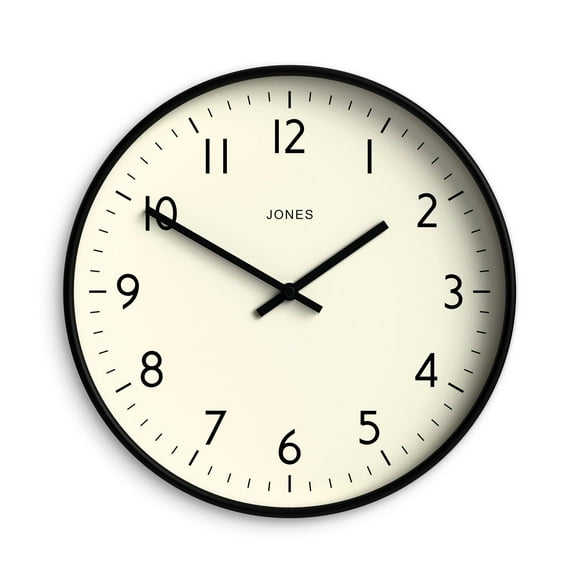 Reloj de pared JONES CLOCKS® Studio Modern 30 cm negro fácil de leer