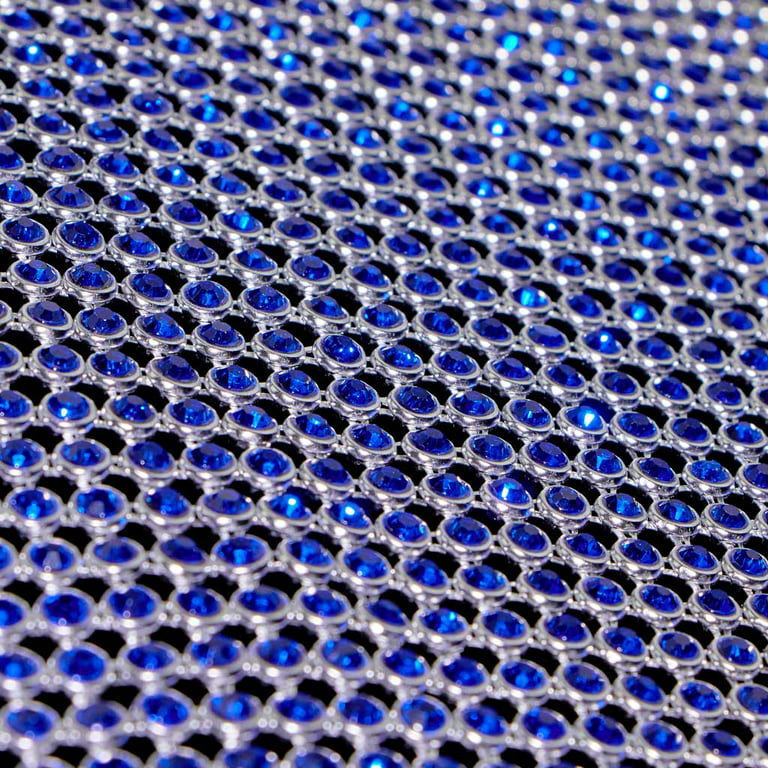 Rhinestone Aluminum Scale Mesh Fabric, Blue Moon Fabrics
