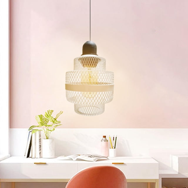 Accesorios de iluminación de techo Salvador Pantalla de lámpara Alambre de metal Sombra de luz colgante Blanco