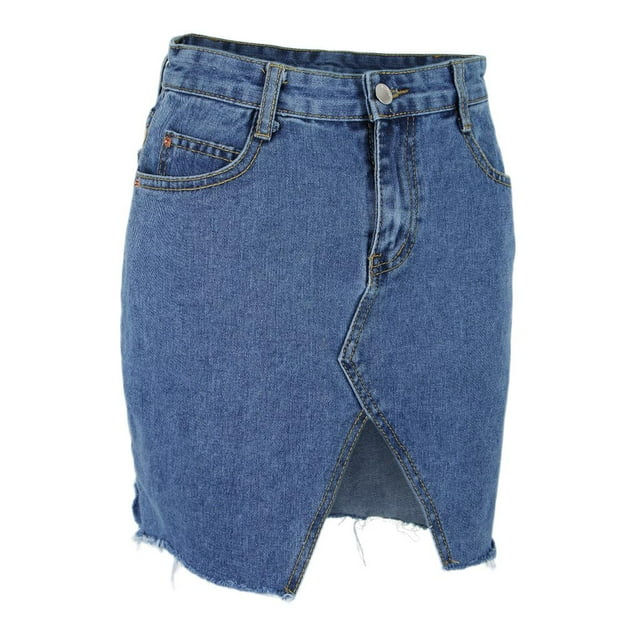 Mujer Casual Lápiz corta de mezclil Frente Split M Front Split M Zulema faldas de mujer