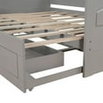 thumbnail image 6 of Twin Size Wooden Daybed with Trundle Bed and Two Storage Drawers, Extendable Bed Daybed for Guest Room, Bedroom and Dorm, Sofa Bed with Two Drawers, Gray, 6 of 7
