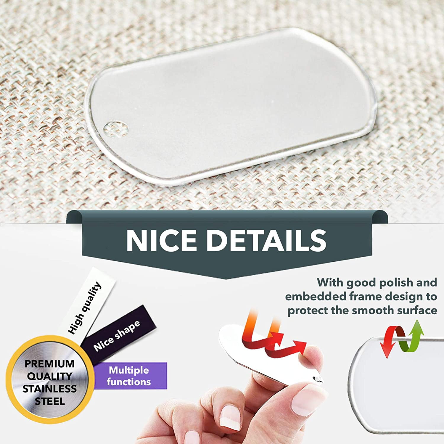 ZMLEVE 100PCS Blank Bulk Dog Tags for Stamping Engraving Shiny Stainless Steel Military Rolled Edge Backing Dog Tags for Dogs Engraved Walmart