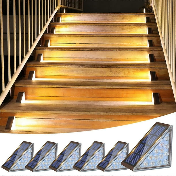 1-6pcs Solar Powered Step Lights Waterproof LED Staircase Stair Light, Outdoor Solar Lights for Stairs, Step, Fence, Yard, Patio, Deck and Pathway