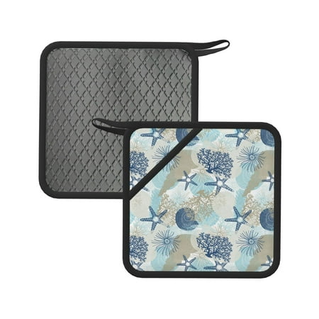 

Matuu Algae Corals and Seashells for Square Silicone Anti-hot Pad for Kitchen Potholders Hot Dishers Spoon Holder