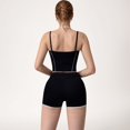 thumbnail image 6 of Women's Contrast Trim Cropped Tank Top with Square Neck and Spaghetti Straps - Large, Black, 6 of 7