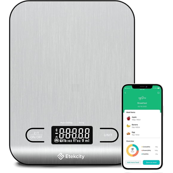 Etekcity Food Nutrition Kitchen Scale, Digital Grams and Ounces for Weight Loss, Baking, Cooking, Keto and Meal Prep, Large, 304 Stainless Steel