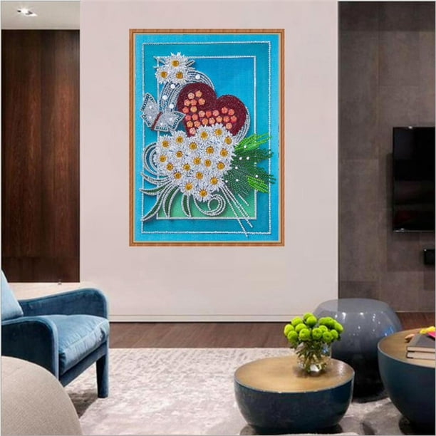 Kit de pintura de diamante Diamond DIY para niños adultos principiante, flores Taladro completo de de imitación Pintura de la pared de la pa Flor del corazón Baoblaze DIY Diamond Pintura